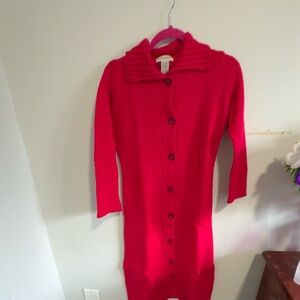 Bright Pink Button-Front Women’s Sweater Dress